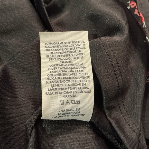 No Boundaries Dress M Black Floral Spagetti Shift Midi Smocked Empire Y2K Goth - Picture 10 of 10